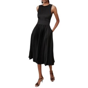 Banana Republic Ness Pleated Midi Dress Black Sleeveless Size 2 NWT Cocktail